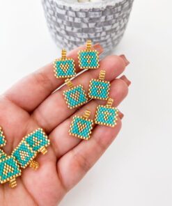 20131 - Dije Miyuki turquesa con dorado