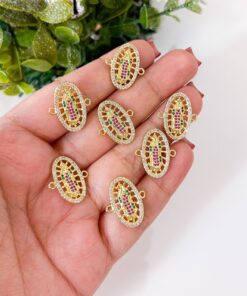20204 - Dije Virgen guadalupe con cristales conector