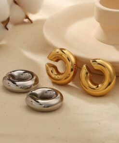 81004 - Earcuff tipo C liso Grande Plateado