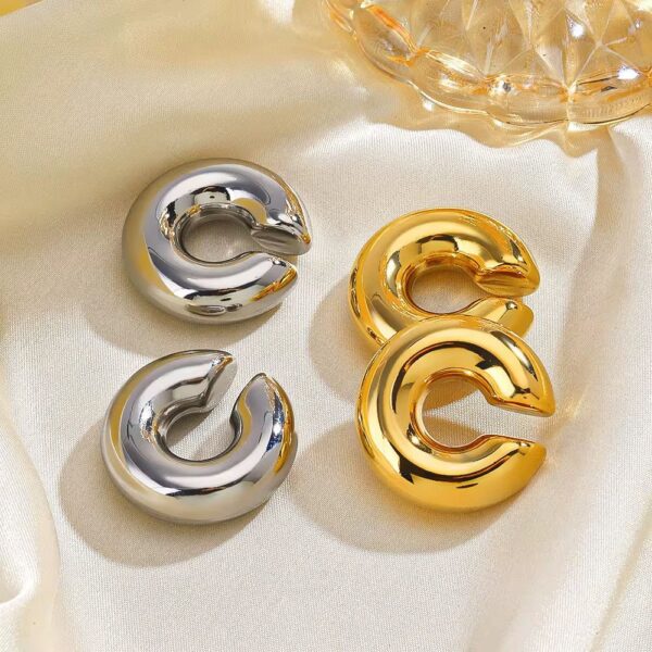 81004 - Earcuff tipo C liso Grande Plateado - Imagen 2