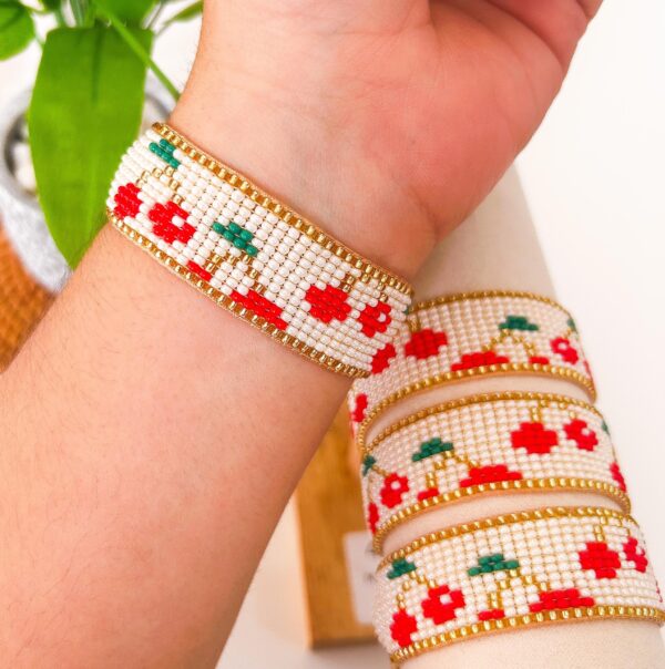 41033 - Pulsera armada mostacilla cerezas - Imagen 2