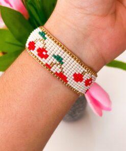 41033 - Pulsera armada mostacilla cerezas