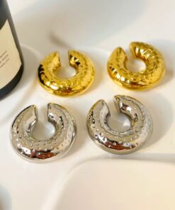 81004 - Earcuff tipo C con puntos Grande Plateado