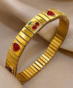 41068 - Pulsera dorada Acero multi fruta