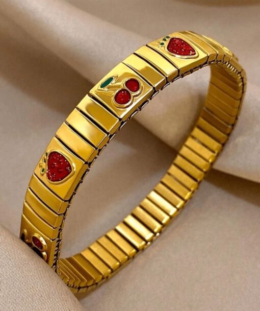 41068 - Pulsera dorada Acero multi fruta