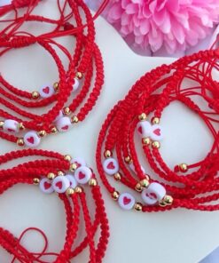 41034 - Pulsera hilo con corazon roja