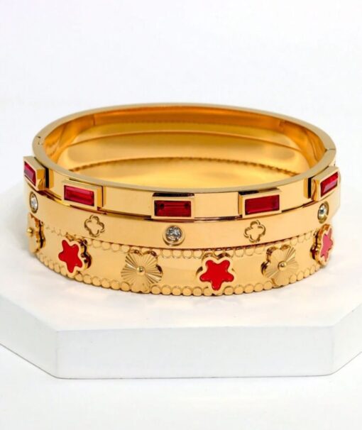 41046 - Pulsera Roja Acero con rubis - Imagen 2