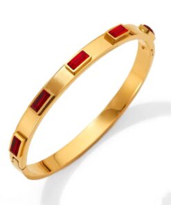 41046 - Pulsera Roja Acero con rubis