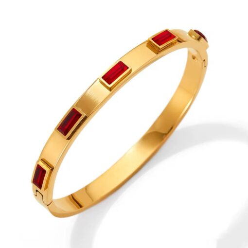 41046 - Pulsera Roja Acero con rubis