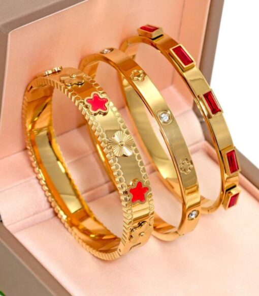 41046 - Pulsera Roja Acero con rubis - Imagen 3