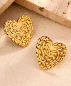 80004 - Zarcillos corazon con relieve