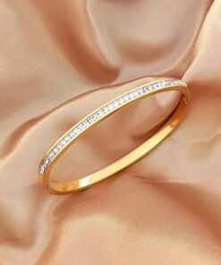 41050 - Pulsera Acero con cristales dorado