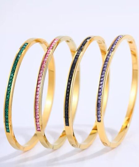 Alternative view of 41051 - Pulsera Verde Acero con cristales