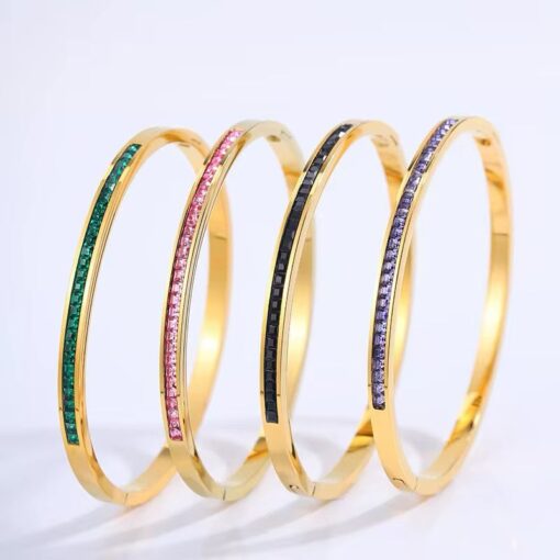 41051-3 Pulsera Morado Acero con cristales - Imagen 2