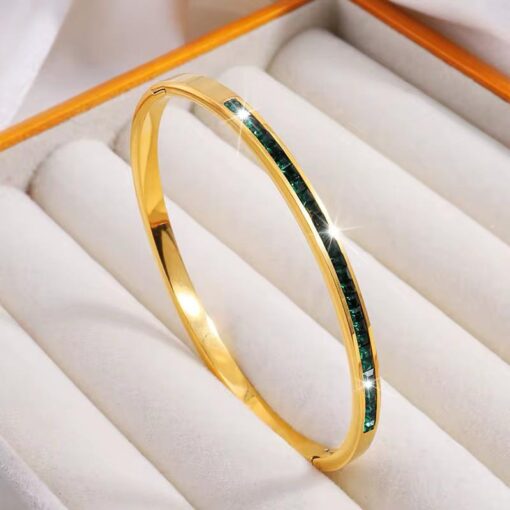 41051 - Pulsera Verde Acero con cristales