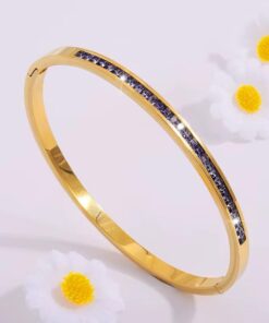 41051-3 Pulsera Morado Acero con cristales