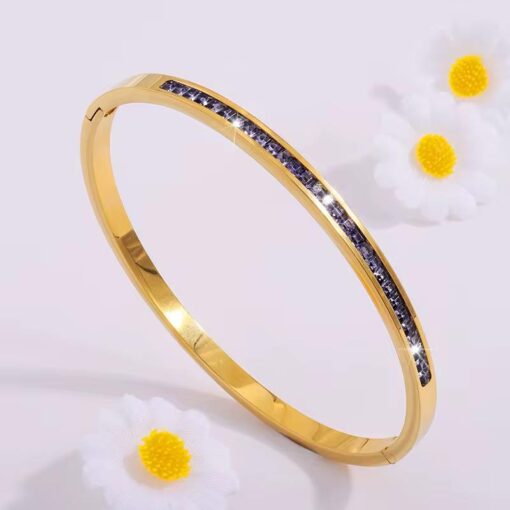 41051-3 Pulsera Morado Acero con cristales