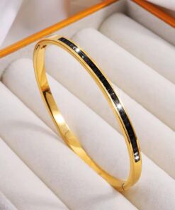 41051-2 Pulsera Negro Acero con cristales