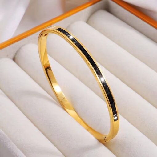 41051-2 Pulsera Negro Acero con cristales