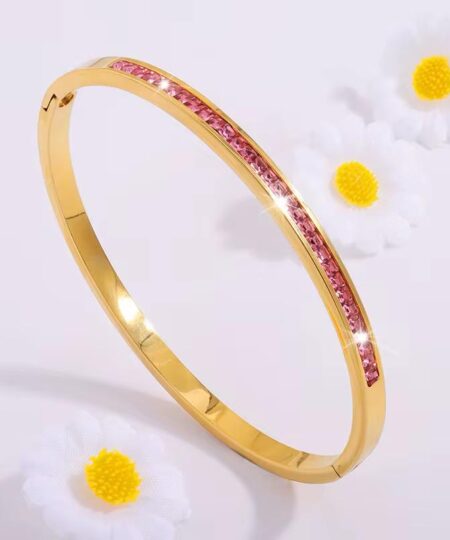 41051-1 Pulsera Rosado Acero con cristales