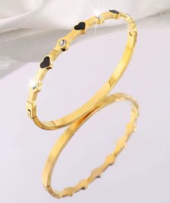 41053 - Pulsera Negro Acero con corazones