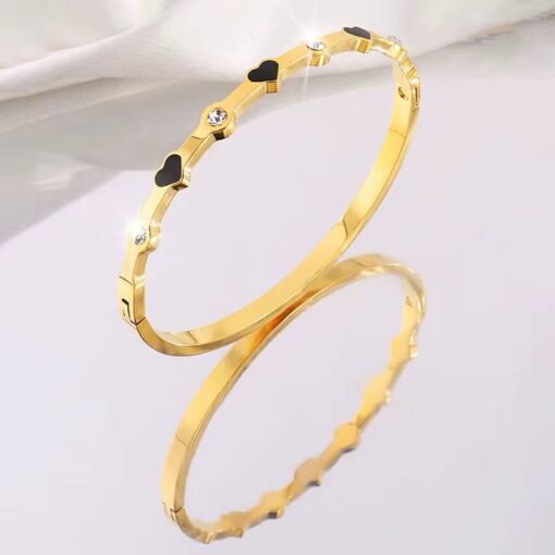 41053 - Pulsera Negro Acero con corazones