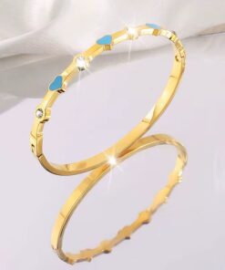 41053 - Pulsera Turquesa Acero con corazones