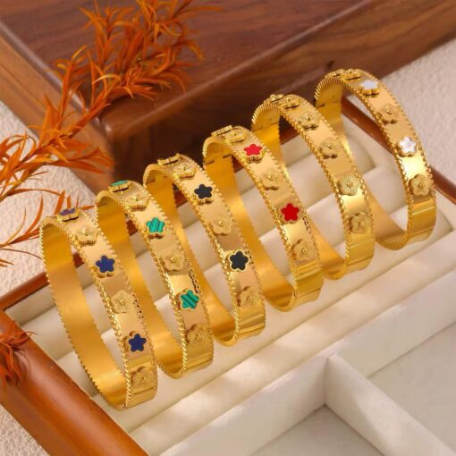 41045 - Pulsera Rojo Acero con treboles
