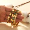 41046-1  Pulsera Negro Acero con rubis