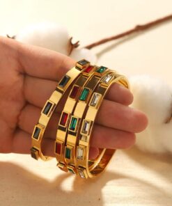 41046-1  Pulsera Negro Acero con rubis