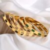 41055 - Pulsera Acero con cristales incrustados rosado