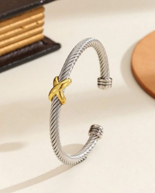 41061 - brazalete trenzado plateado