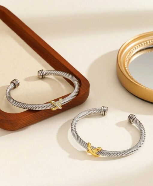 41061 - brazalete trenzado plateado - Imagen 2