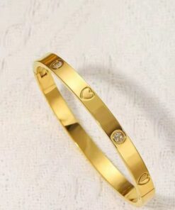 41062 - pulsera acero corazones con cristales dorado
