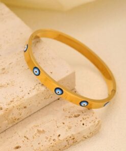 41069 - pulsera acero dorada con ojos turcos