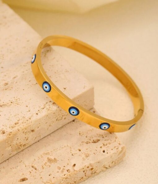41069 - pulsera acero dorada con ojos turcos