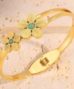 41072 - Pulsera Acero doble flor