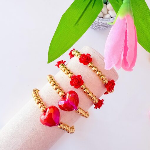 41079 - Pulsera armada balin con acrilico rosa