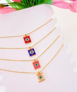 21059 - Collar armado con dije miyuki ojo turco