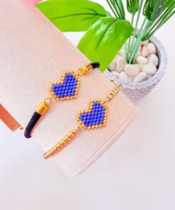 41080 - Pulsera armada con corazon en miyuki azul