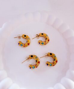 80029 - Zarcillos Tipo C con cristales