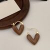 80036-2 Zarcillos Corazon esmaltado Marron