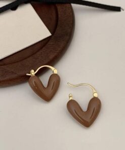 80036-2 Zarcillos Corazon esmaltado Marron