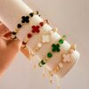 41082 - Pulsera trebol con balines verde