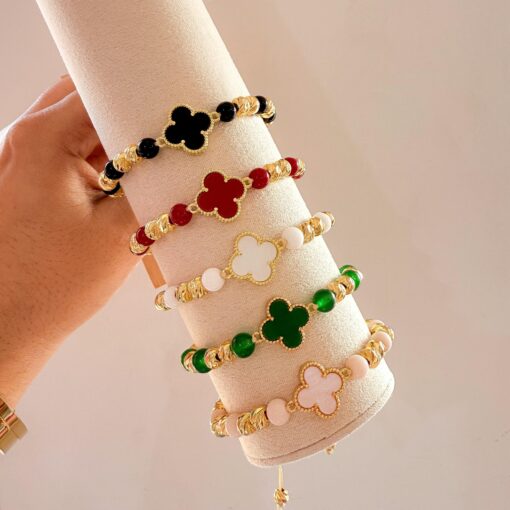 41082 - Pulsera trebol con balines verde - Imagen 2