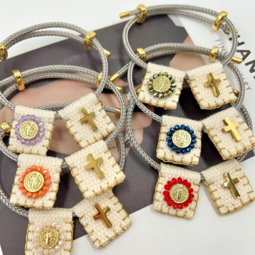 41086 - Pulsera tejida doble dije gris - Imagen 2