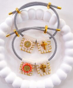 41086 - Pulsera tejida doble dije coral