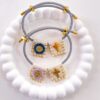 41086 - Pulsera tejida doble dije morado