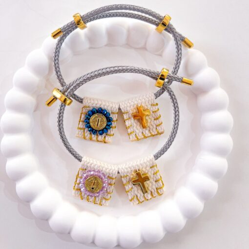 41086 - Pulsera tejida doble dije morado