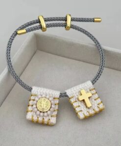 41086 - Pulsera tejida doble dije blanco